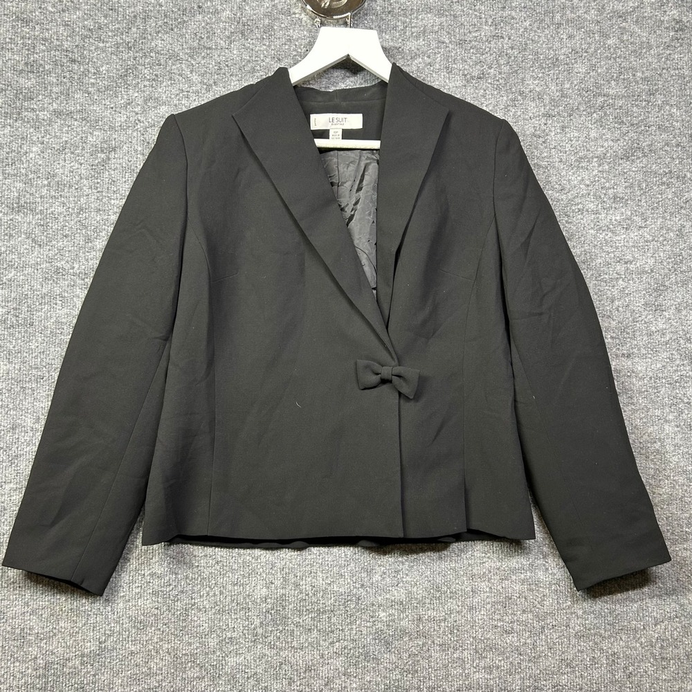 Le Suit Blazer Women's Black Bow Detail Classic Formal Office Jacket - 10P